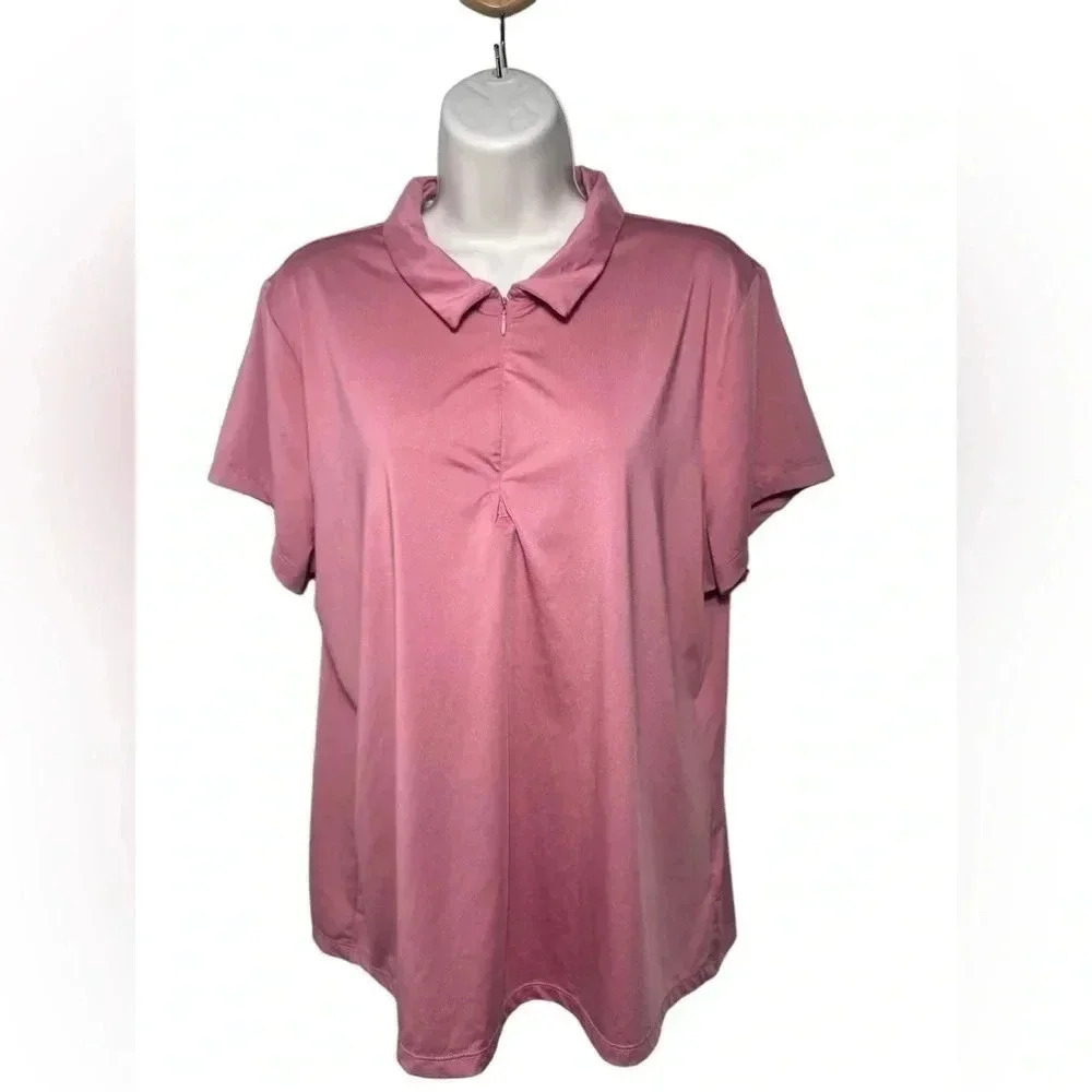 Tommy Bahama Golf Women’s peach Short Sleeve Collared 1/4 Zip Polo Shirt XL